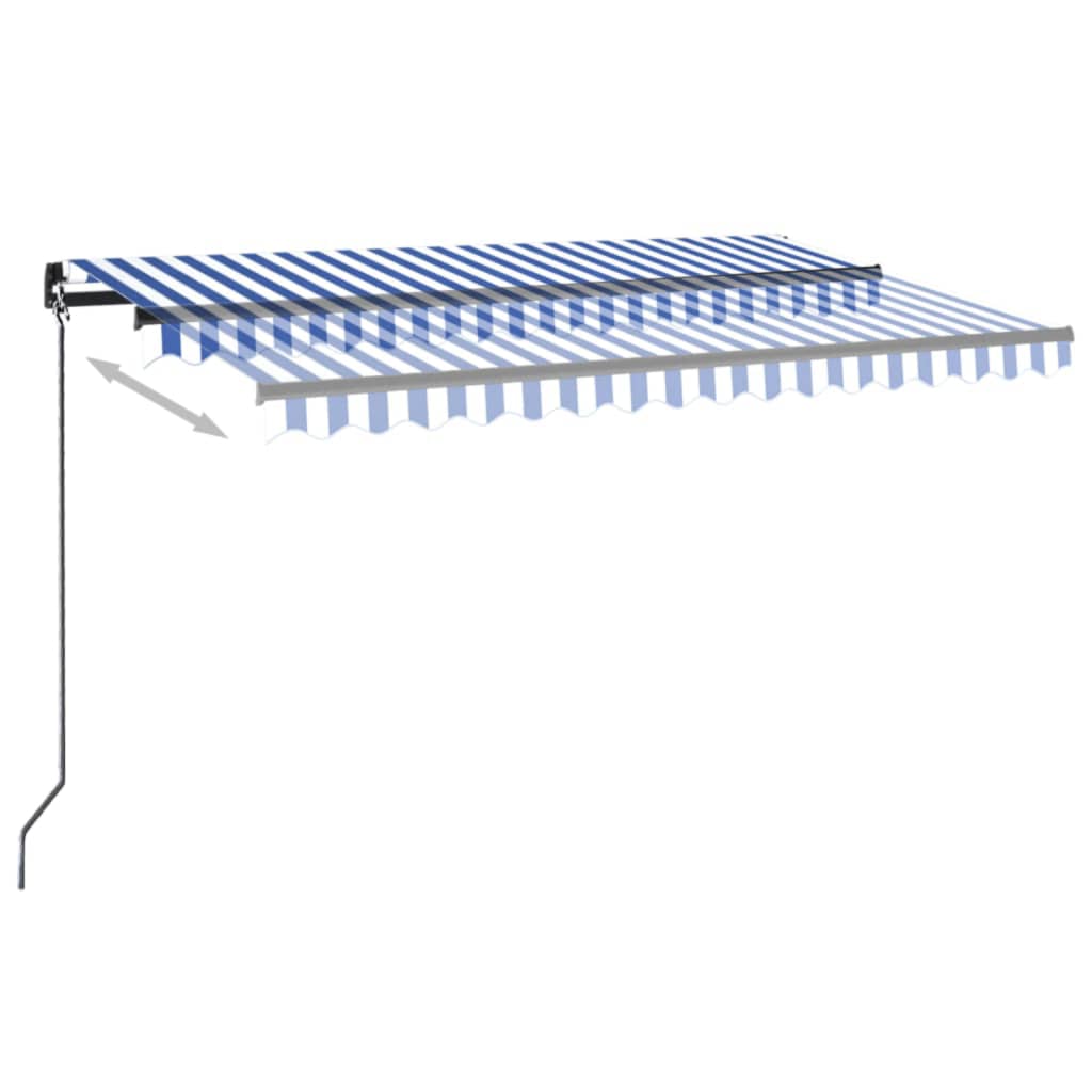 Vidaxl Luifel extensible manuellement avec LED 450x350 cm bleu et blanc