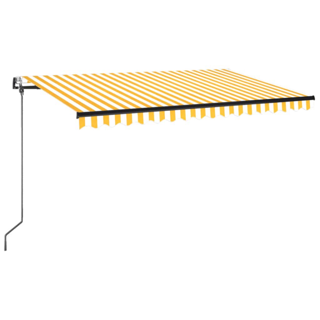 Vidaxl luifel automatique avec led et capteur de vent 450x350 cm blanc jaune