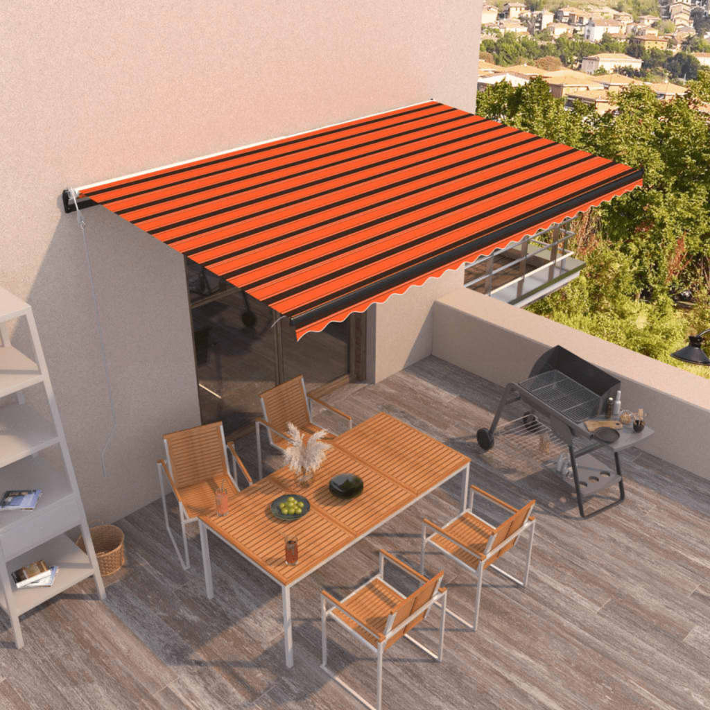 Vidaxl Luifel étend automatiquement 500x350 cm d'orange et brun