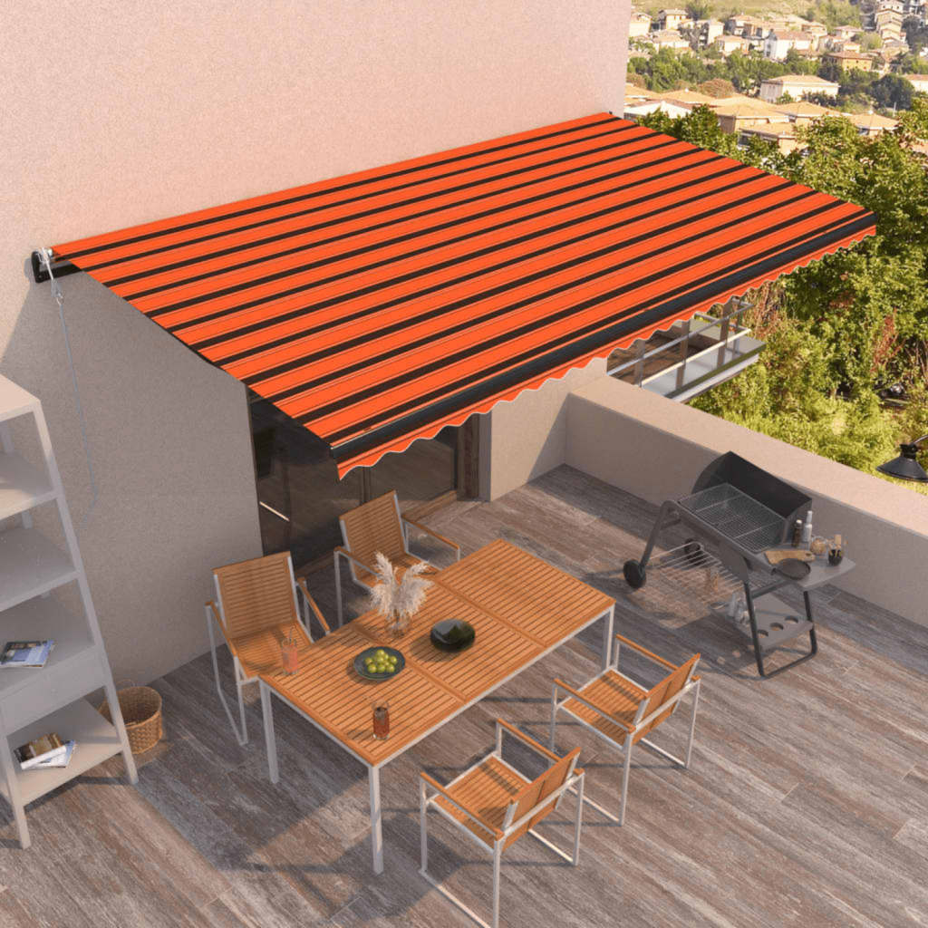 Vidaxl Luifel Automatique avec capteur de vent LED 600x350 cm Brun orange