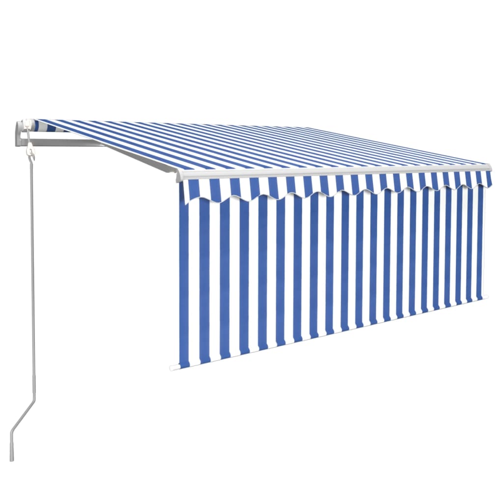 Vidaxl Luifel a automatiquement extensible avec un rouleau à rouleau 3x2,5 m blanc bleu