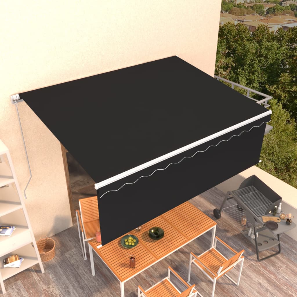Vidaxl luifel extensible manuellement avec un rouleau aveugle 4x3 m anthracite