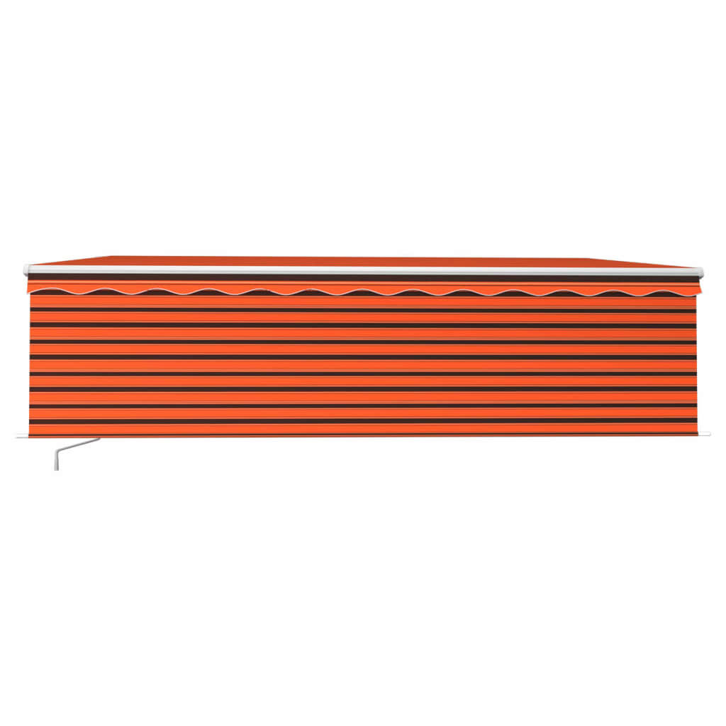 Vidaxl luifel à rouleau extensible manuellement LED à l'aveugle 5x3 m brun orange