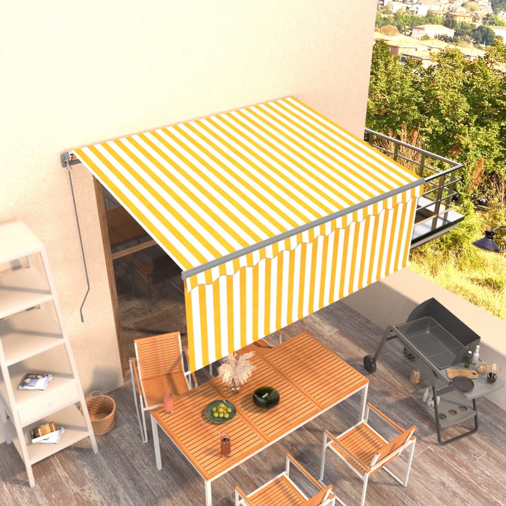 Vidaxl luifel extensible manuellement avec un rouleau aveugle 3x2,5 m jaune et blanc