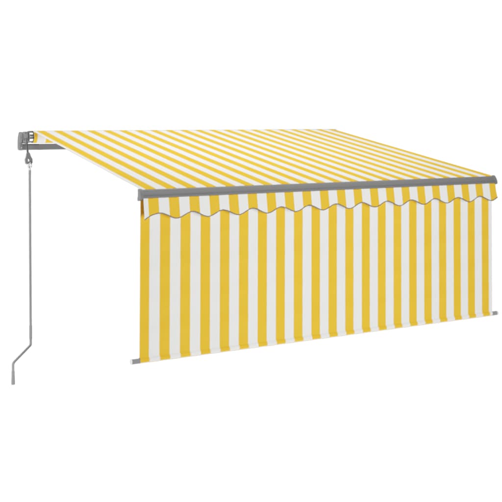 Vidaxl Luifel Capteur de vent à LED aveugle automatique 3,5x2,5 m blanc jaune