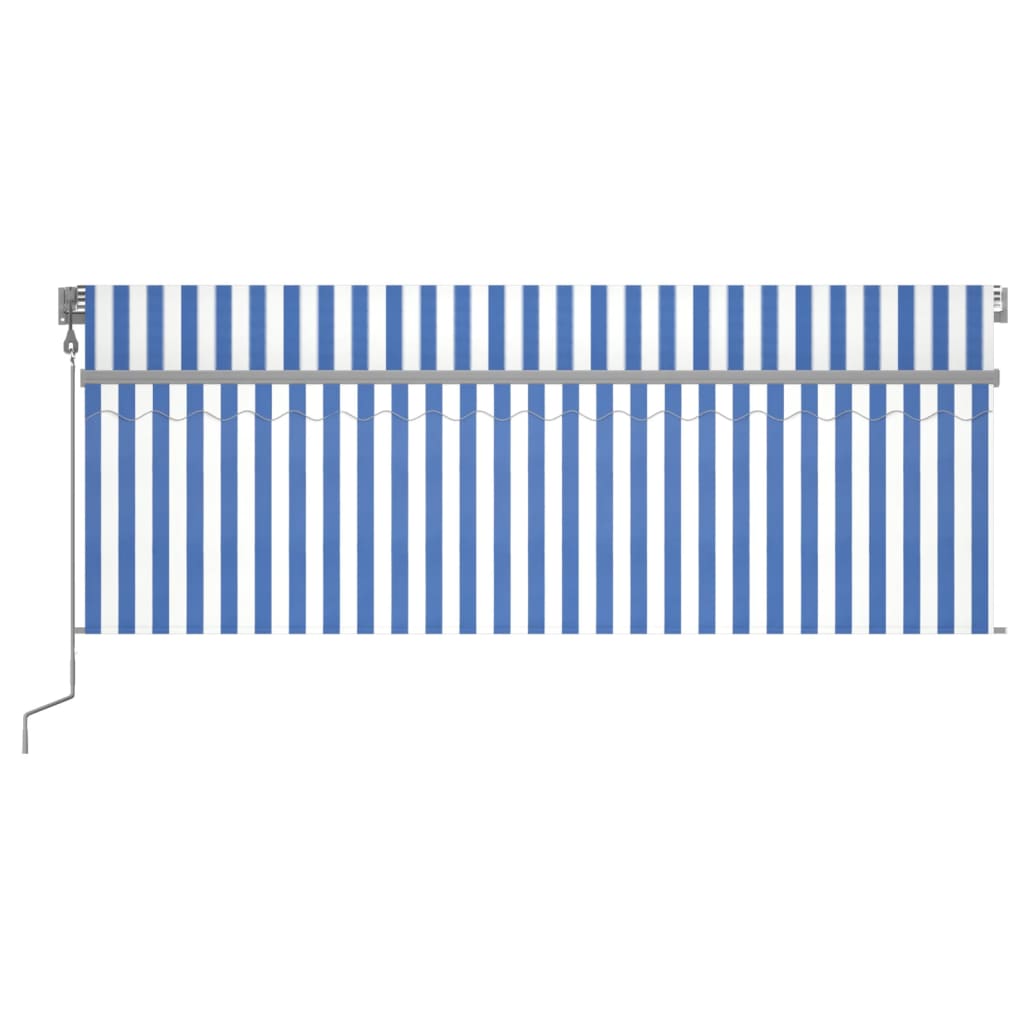 Vidaxl Luifel Capteur de vent à LED aveugle automatique 4x3 m bleu et blanc