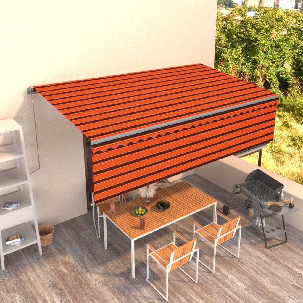 Vidaxl Luifel à rouleau extensible manuellement aveugle 5x3 m orange et marron