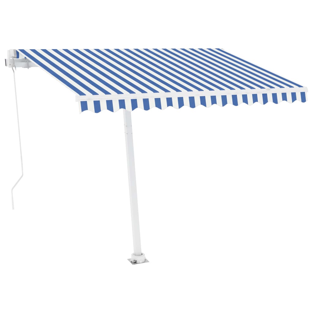 Vidaxl Luifel extensible manuellement avec LED 300x250 cm bleu et blanc