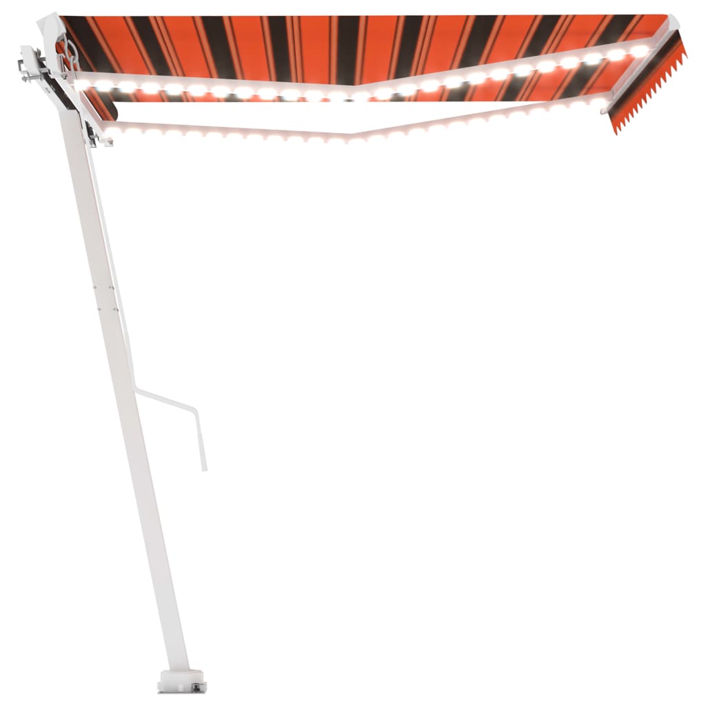 Vidaxl Luifel extensible manuellement avec LED 350x250 cm orange et brun