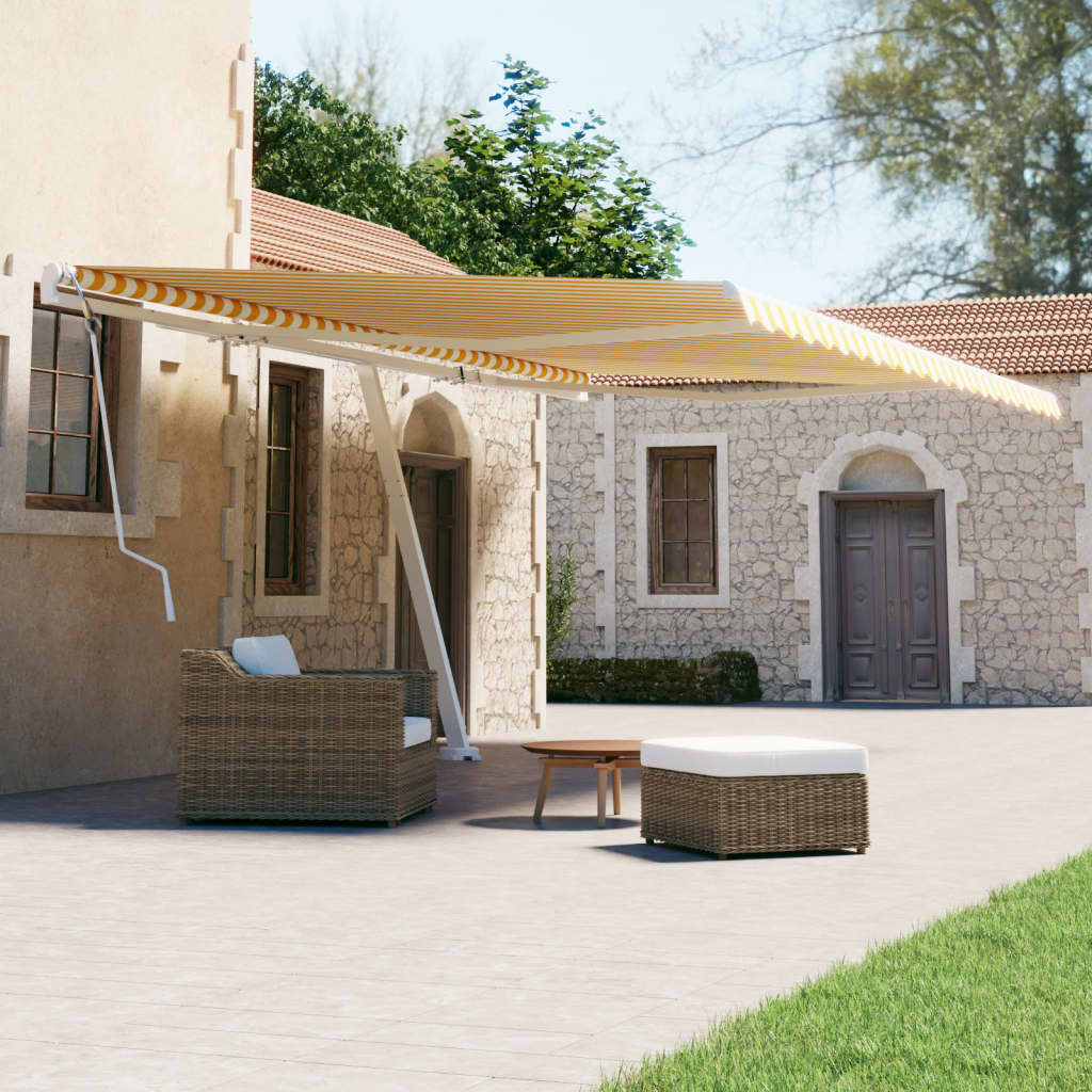 Vidaxl Luifel détaché étend manuellement 500x300 cm jaune et blanc