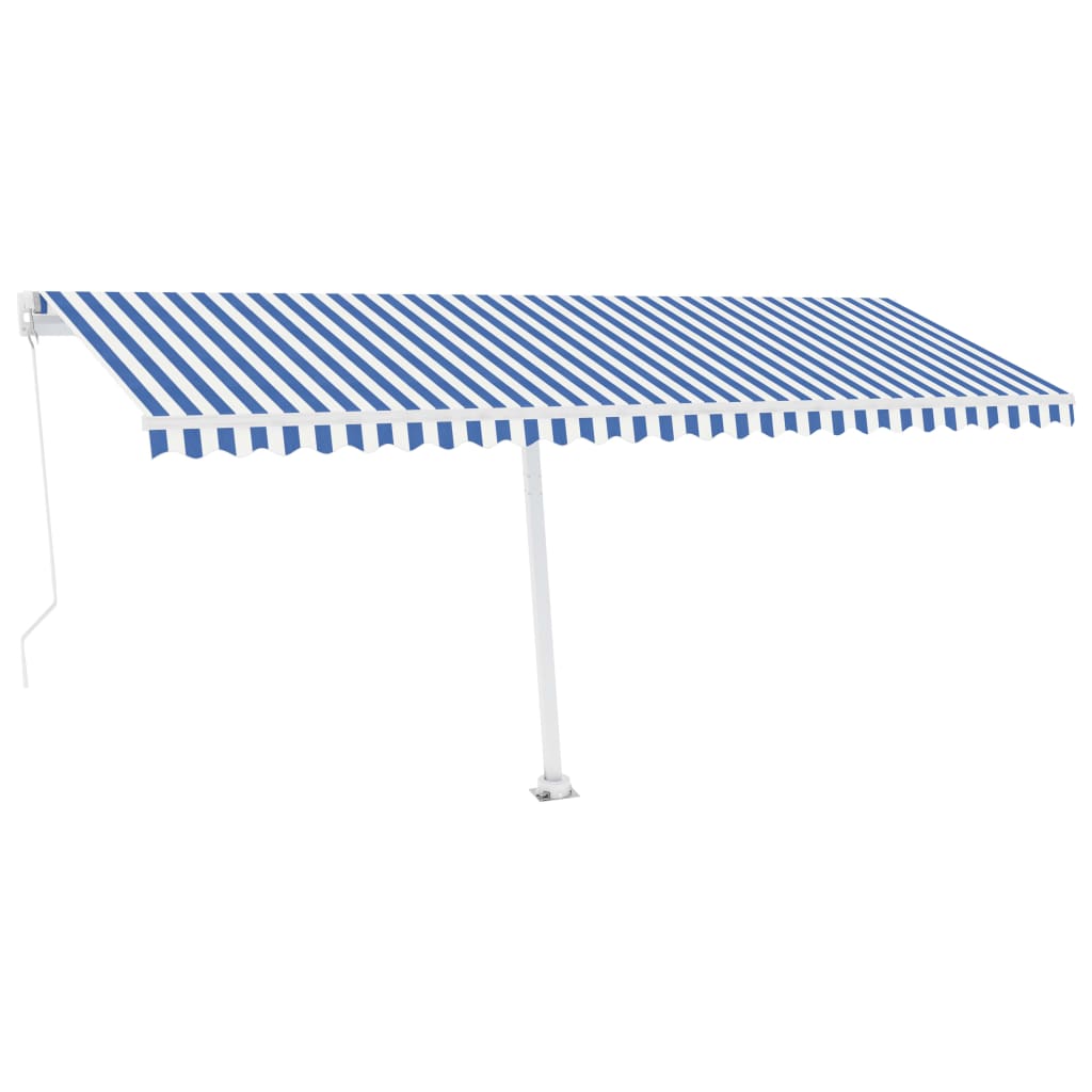 Vidaxl Luifel extensible manuellement avec LED 500x300 cm bleu et blanc