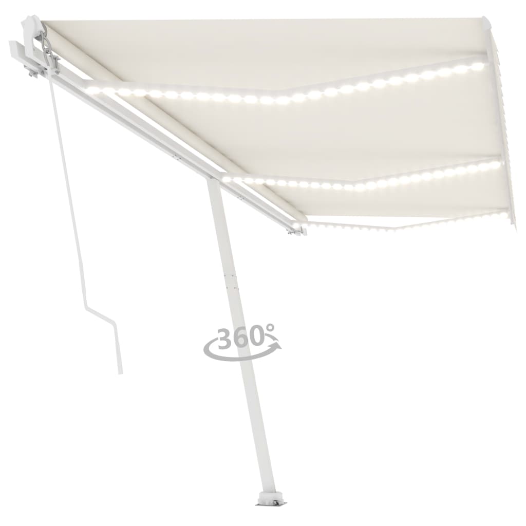 Vidaxl Luifel extensible manuellement avec la Crème LED 600x300 cm -Colored