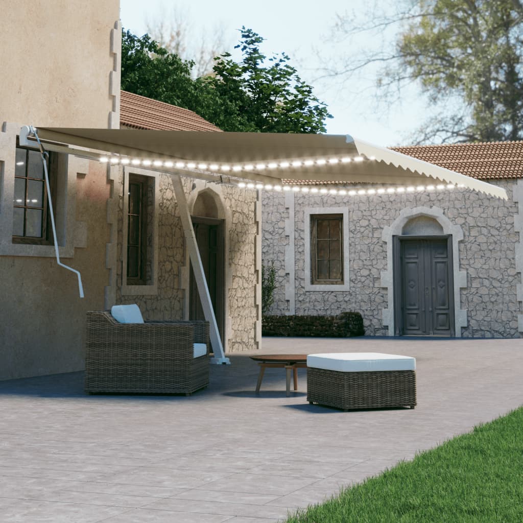 Vidaxl Luifel extensible manuellement avec la Crème LED 600x300 cm -Colored