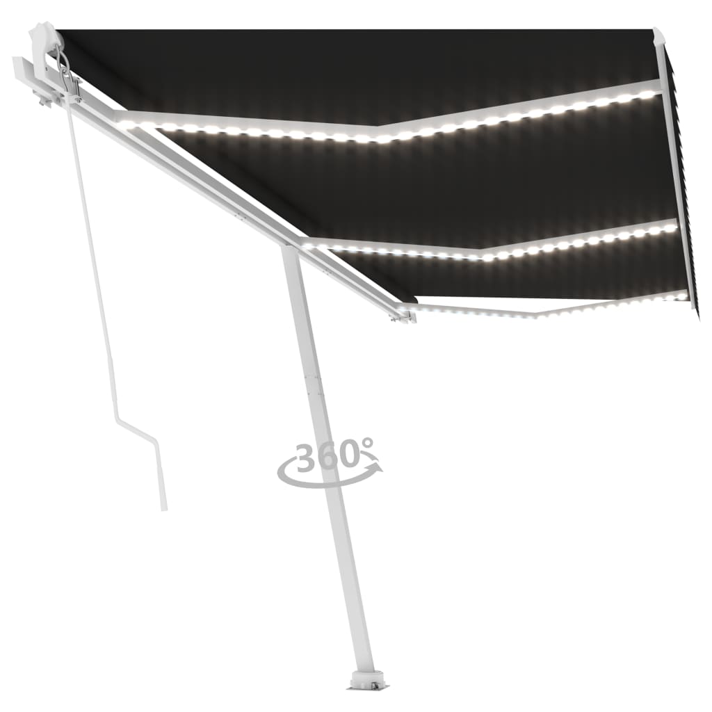 Vidaxl Luifel extensible manuellement avec une couleur anthracite LED 600x300 cm