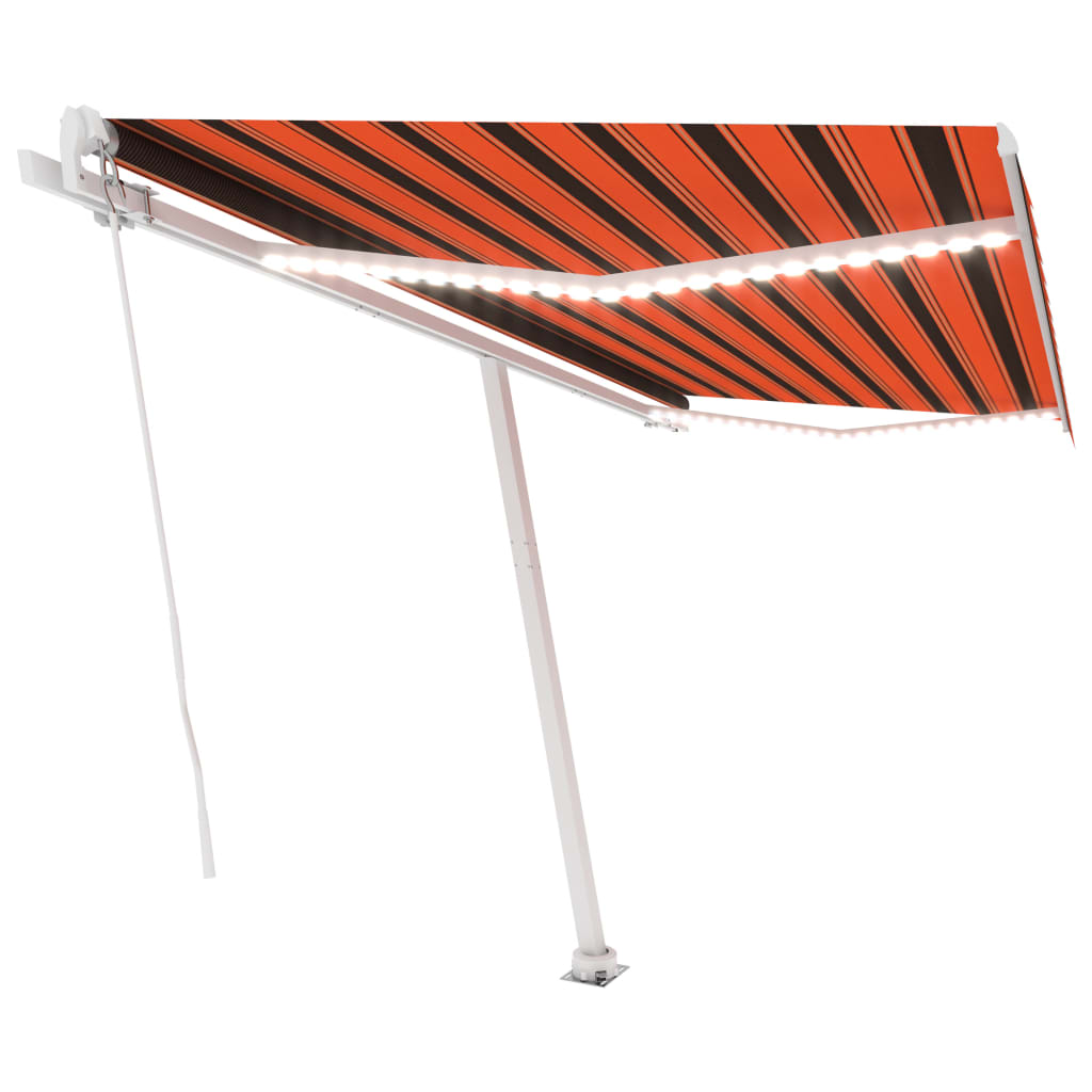 Vidaxl Luifel extensible manuellement avec LED 400x350 cm orange et marron