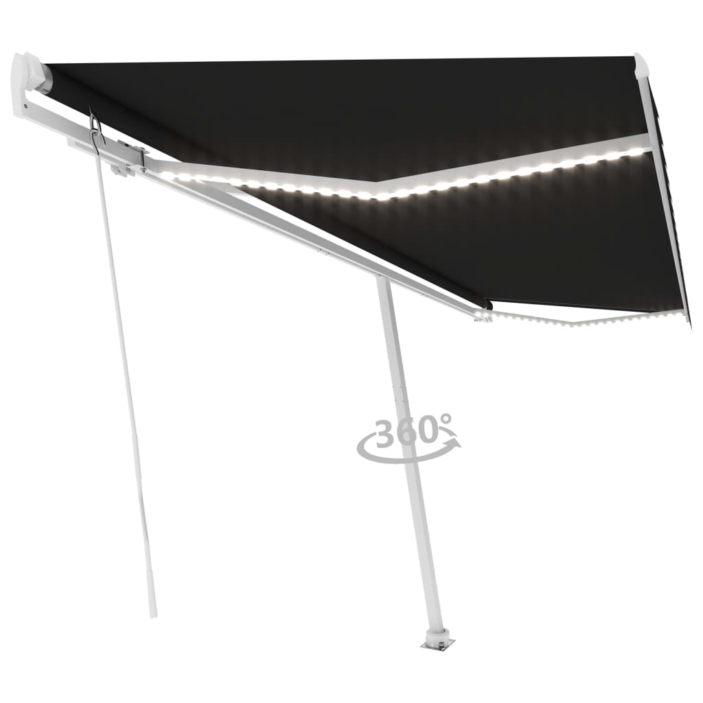 Vidaxl Luifel extensible manuellement avec une couleur anthracite LED 500x350 cm