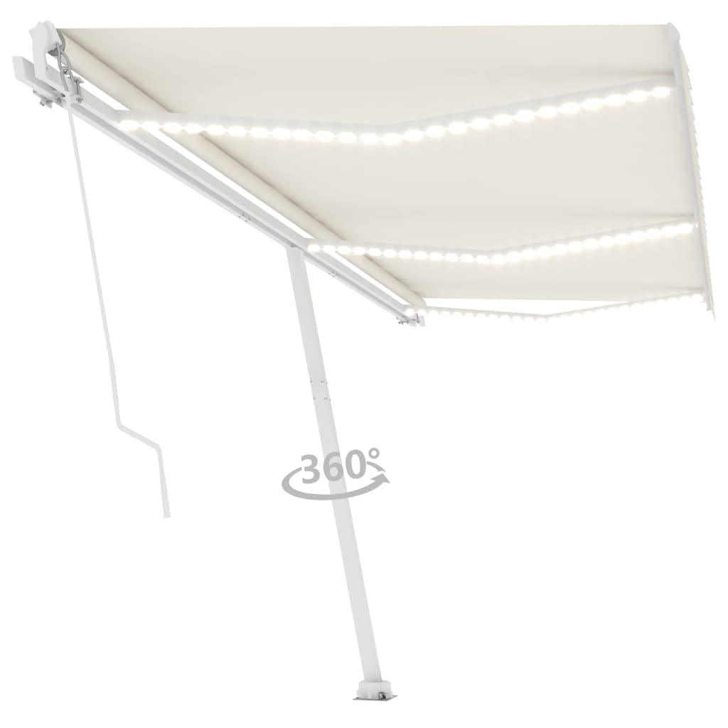Vidaxl Luifel extensible manuellement avec la Crème à LED 600x350 cm -Colore