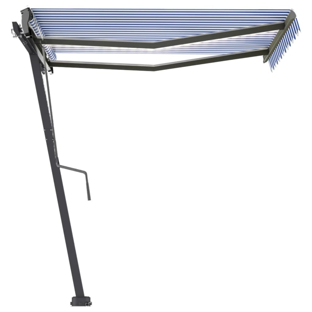Vidaxl Luifel extensible manuellement avec LED 300x250 cm bleu et blanc