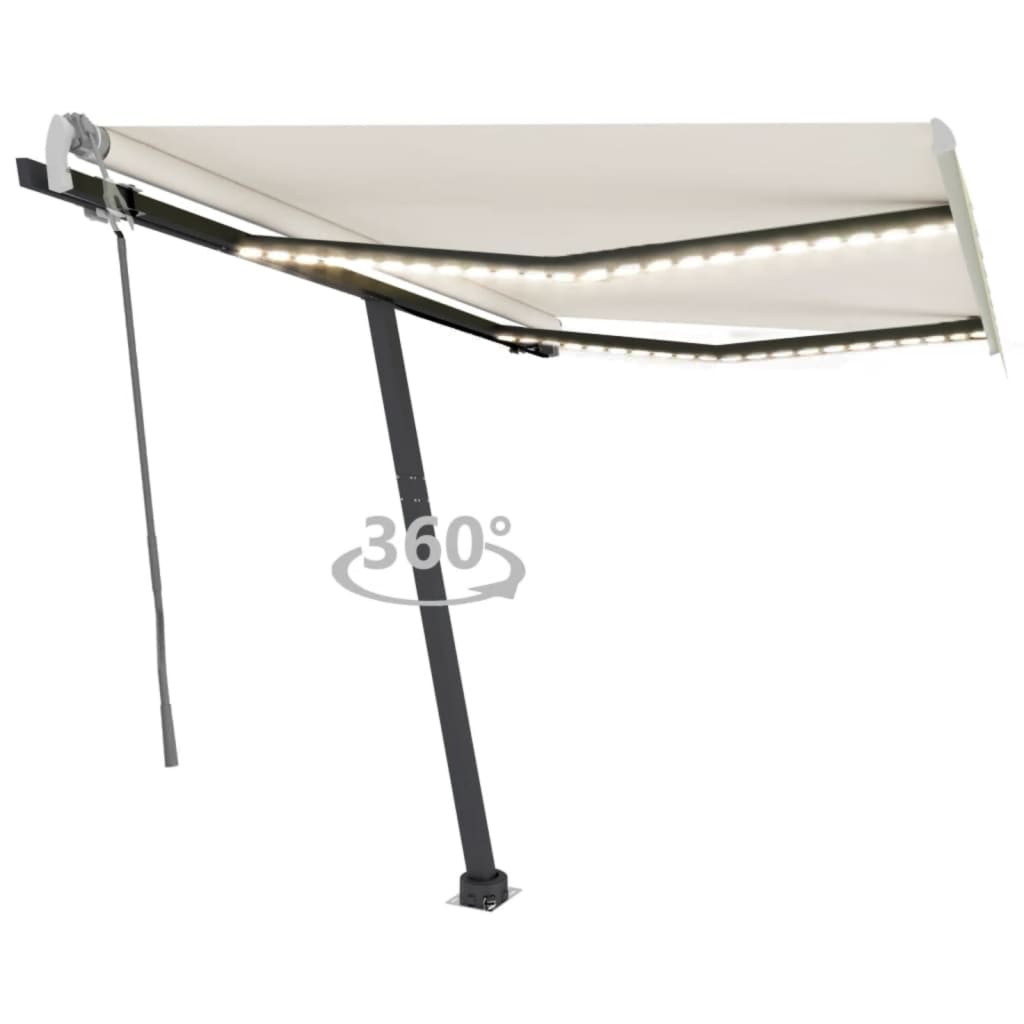 Vidaxl Luifel extensible manuellement avec la Crème LED 300x250 cm -Colored