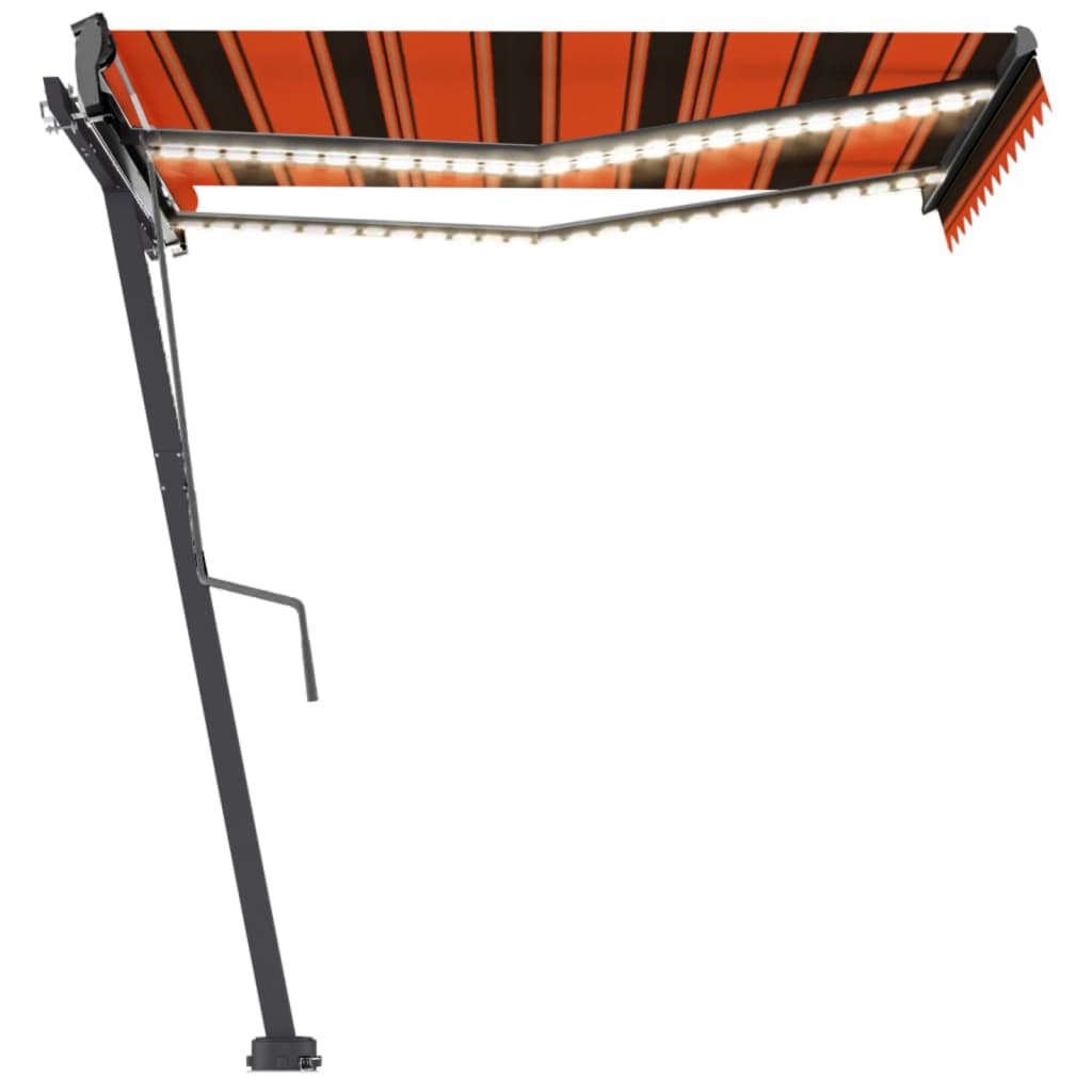 Vidaxl luifel extensible manuellement avec LED 300x250 cm orange et marron