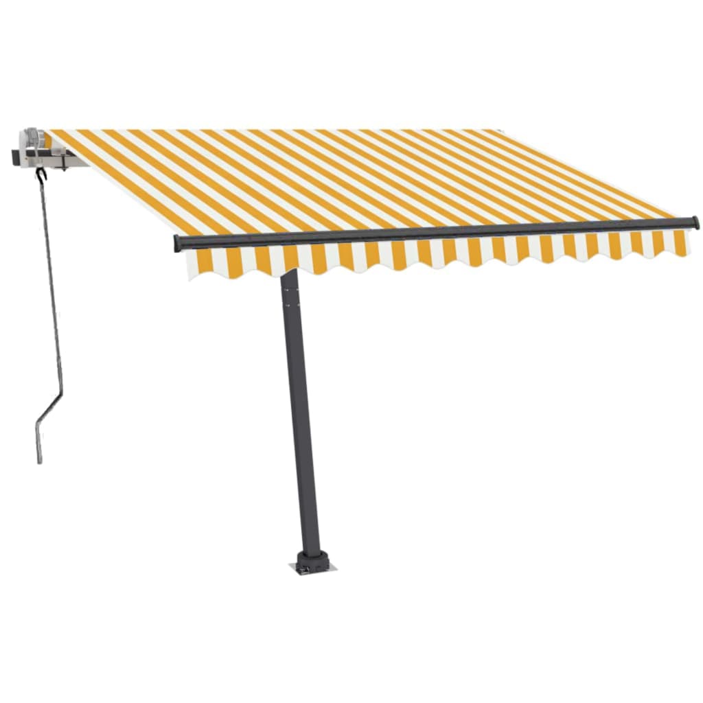 Vidaxl Luifel extensible manuellement avec LED 350x250 cm jaune et blanc
