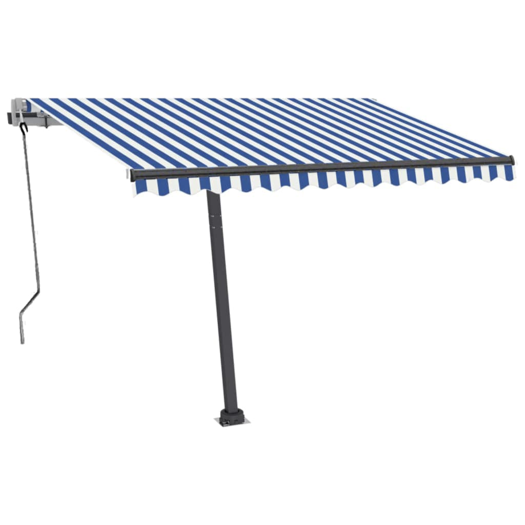 Vidaxl Laifel automatique avec led et capteur de vent 350x250 cm blanc bleu