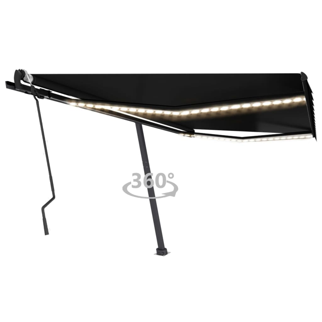 Vidaxl Luifel extensible manuellement avec une couleur anthracite LED 400x300 cm