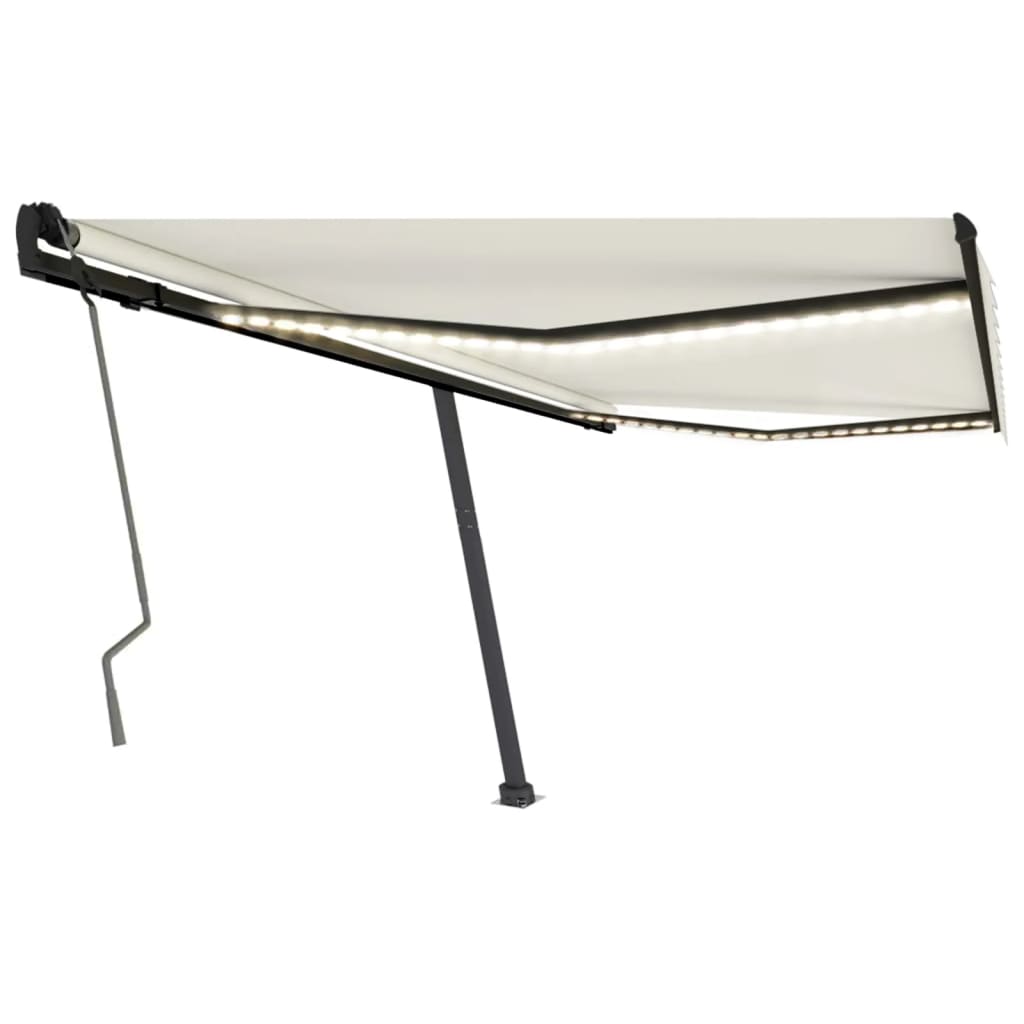 Vidaxl Luifel extensible manuellement avec la Crème à LED 450x300 cm -Colore