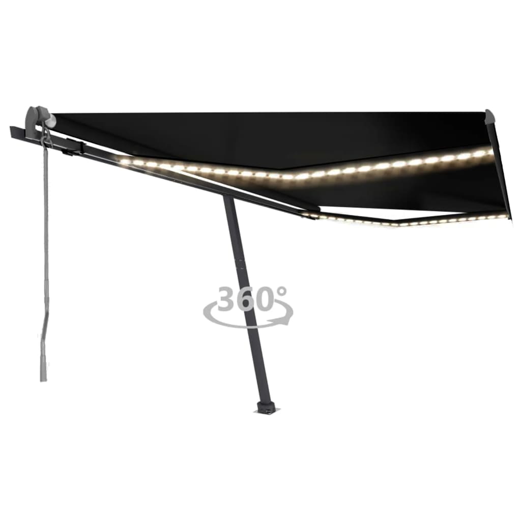 Vidaxl Luifel Automatique avec led et capteur de vent 450x300 cm anthracite