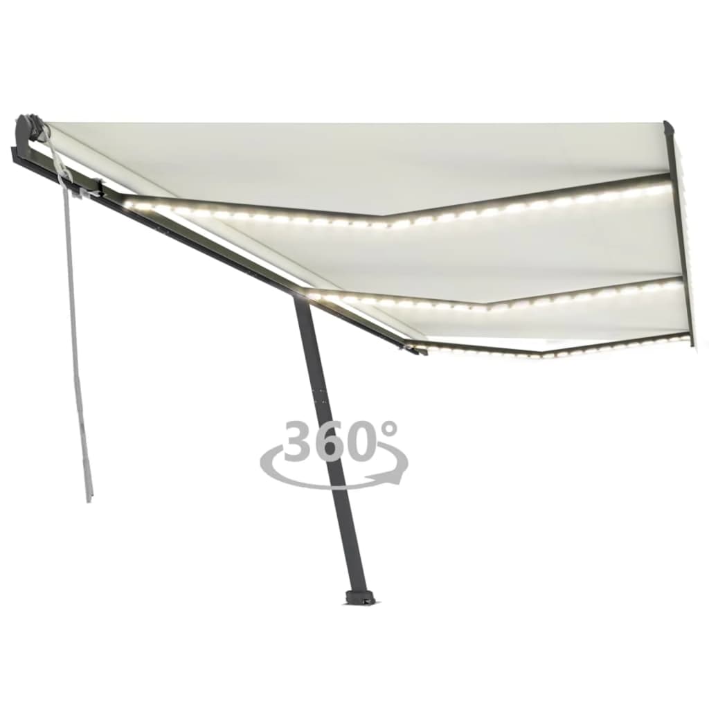 Vidaxl Luifel extensible manuellement avec la Crème LED 600x300 cm -Colored