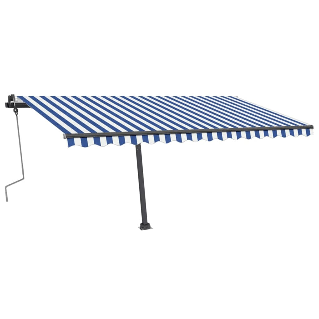 Vidaxl Luifel extensible manuellement avec LED 400x350 cm bleu et blanc