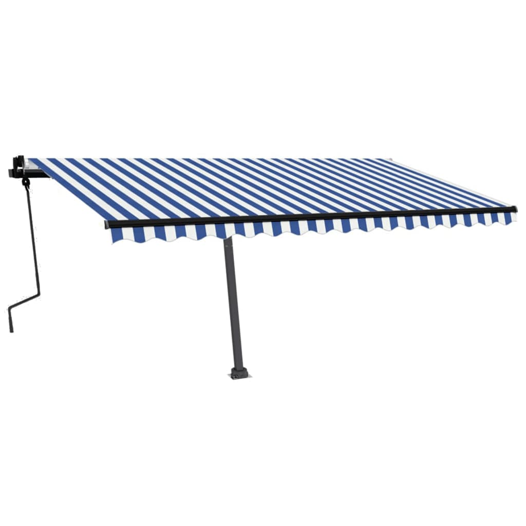 Vidaxl Luifel extensible manuellement avec LED 450x350 cm bleu et blanc
