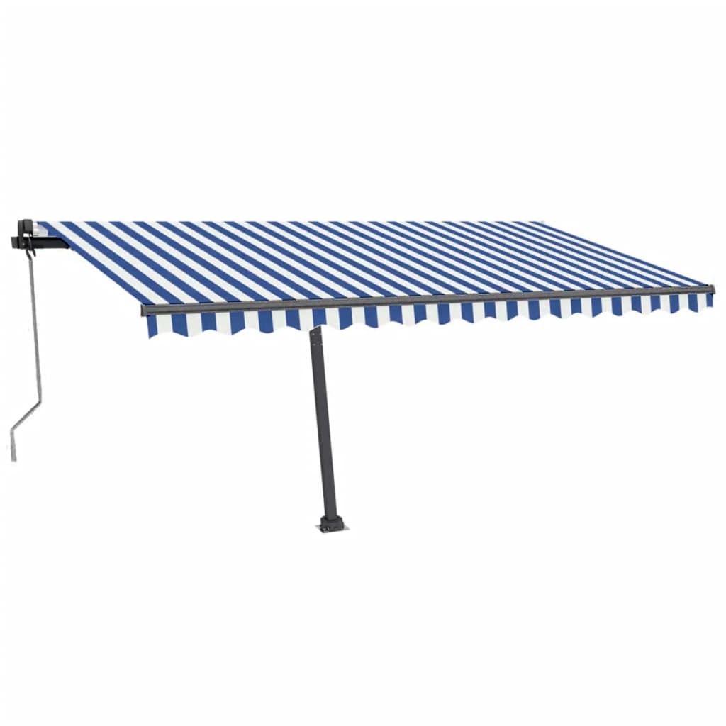 Vidaxl luifel automatique avec led et capteur de vent 450x350 cm blanc bleu
