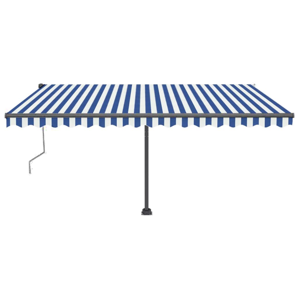 Vidaxl luifel automatique avec led et capteur de vent 450x350 cm blanc bleu