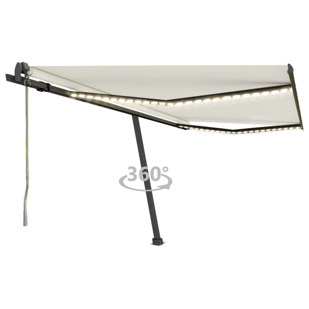 Vidaxl Luifel Automatique avec led et capteur de vent 450x350 cm couleur crème