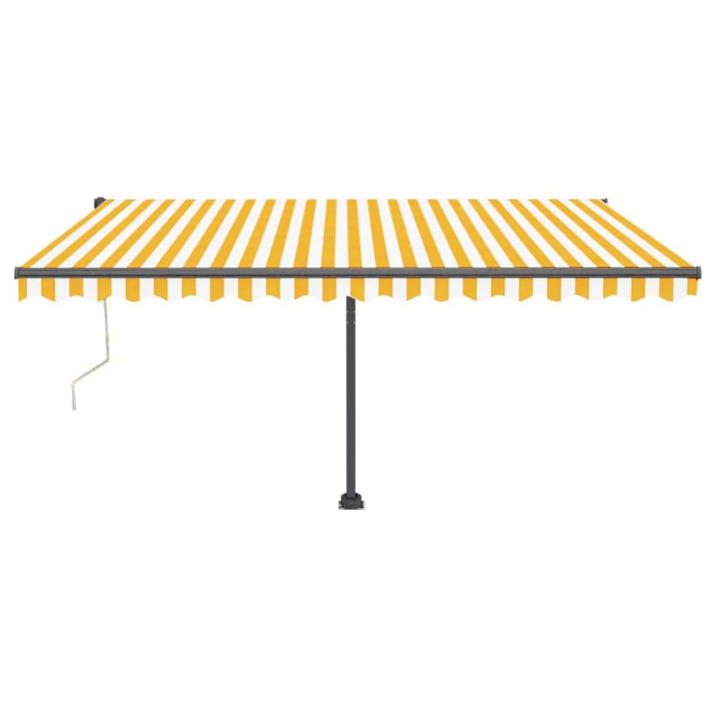 Vidaxl luifel automatique avec led et capteur de vent 450x350 cm blanc jaune