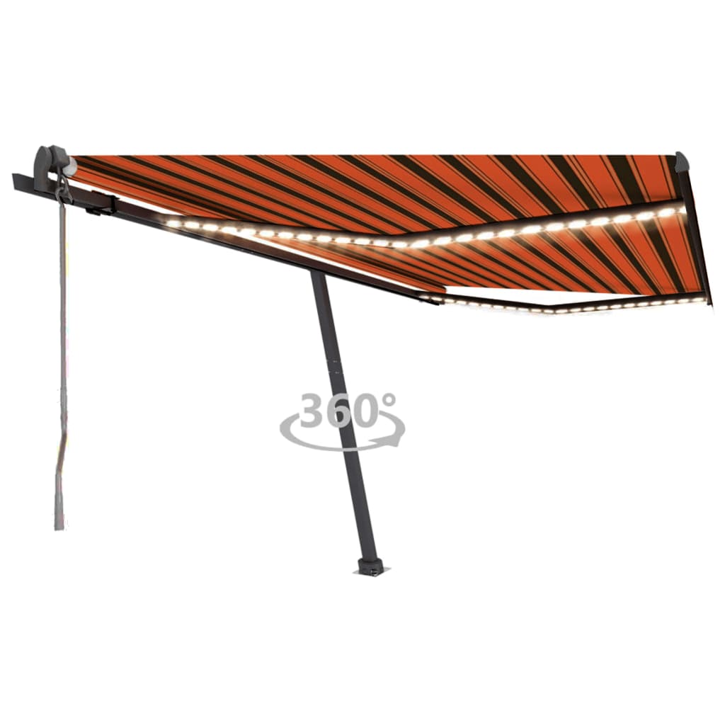 Vidaxl luifel automatique avec capteur de vent LED 450x350 cm brun orange