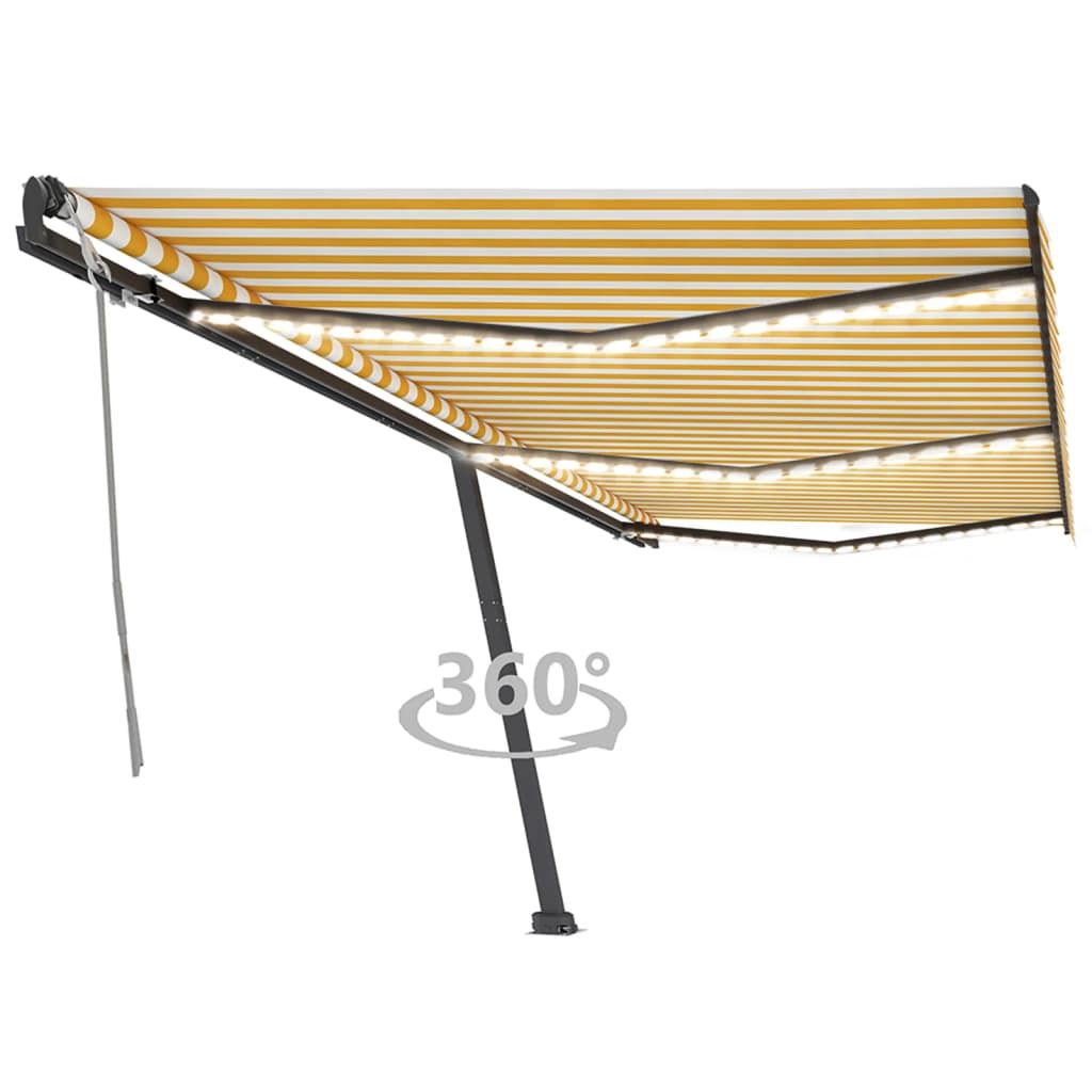 Vidaxl luifel extensible manuellement avec LED 600x350 cm jaune et blanc