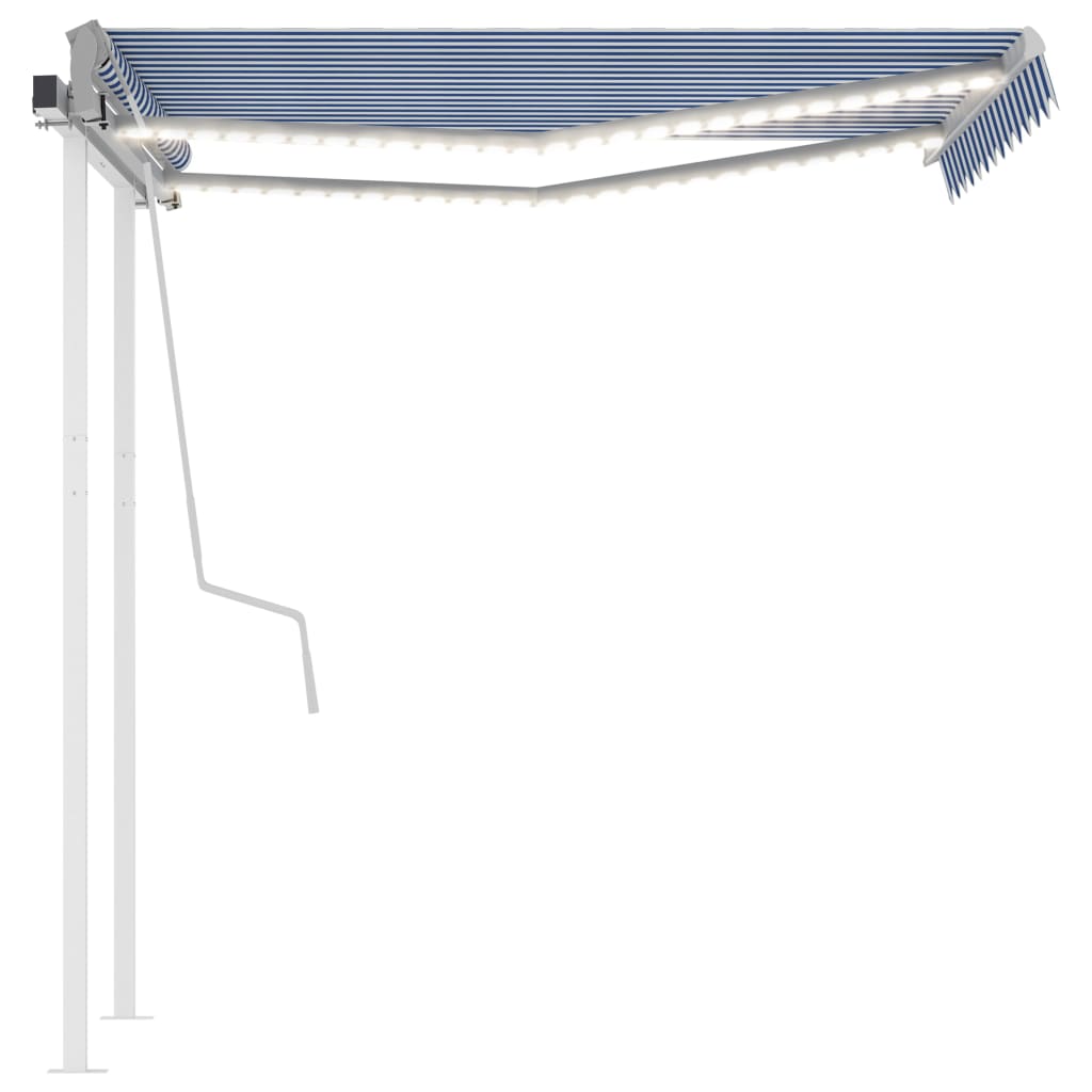Vidaxl luifel extensible manuellement avec LED 3x2,5 m bleu et blanc