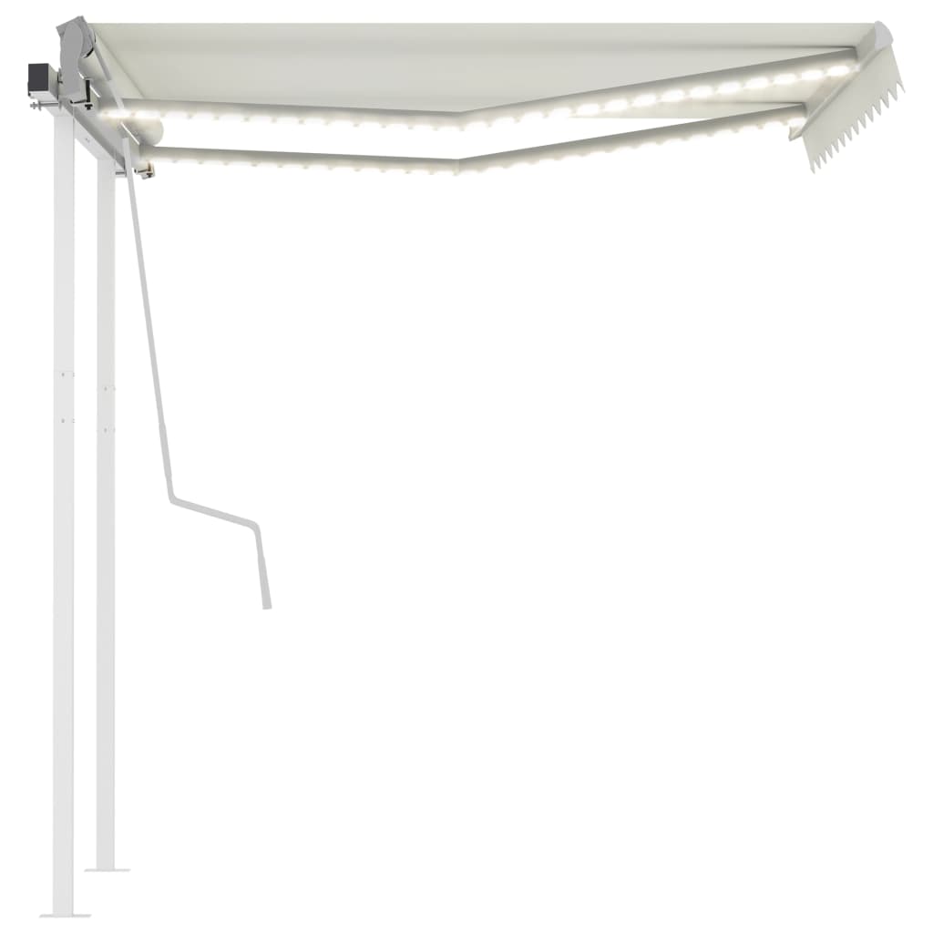 Vidaxl luifel extensible manuellement avec LED 3x2,5 m crème -colored