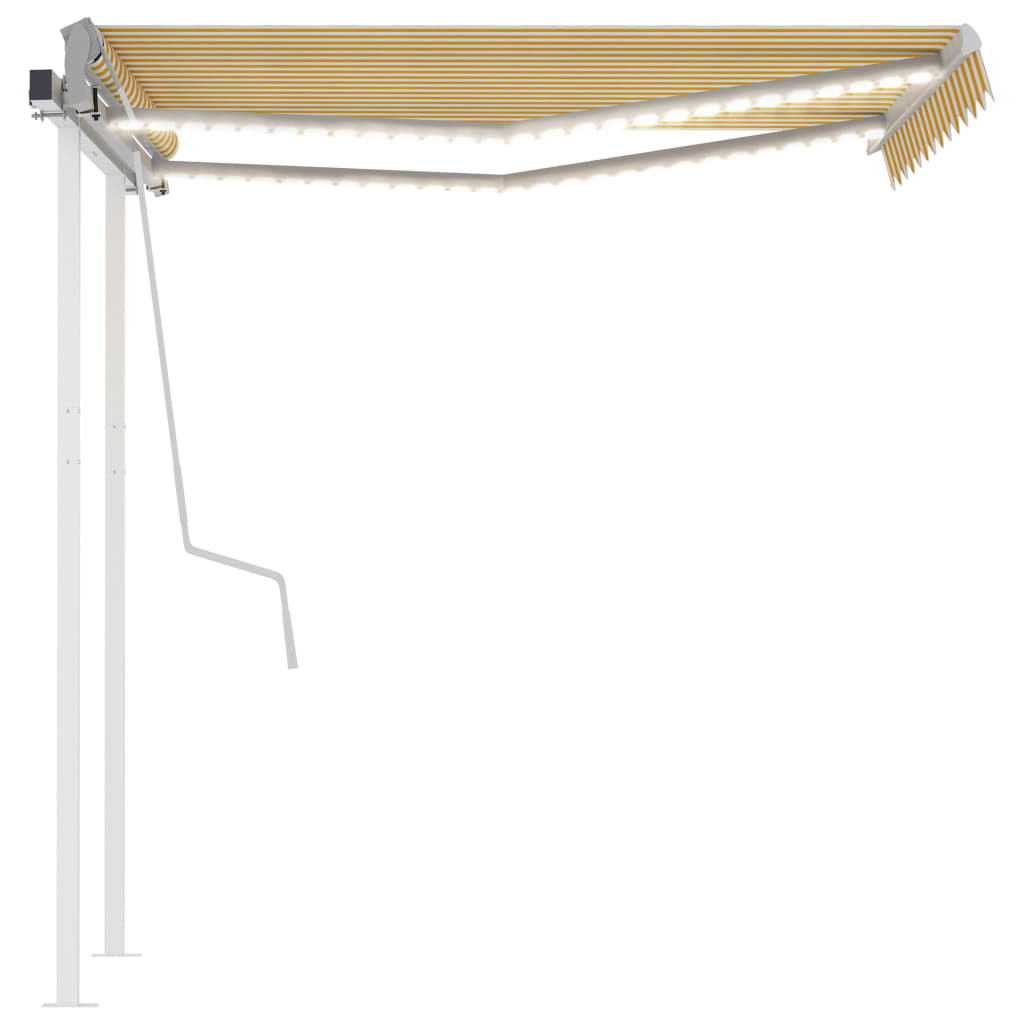 Vidaxl luifel extensible manuellement avec LED 3x2,5 m jaune et blanc
