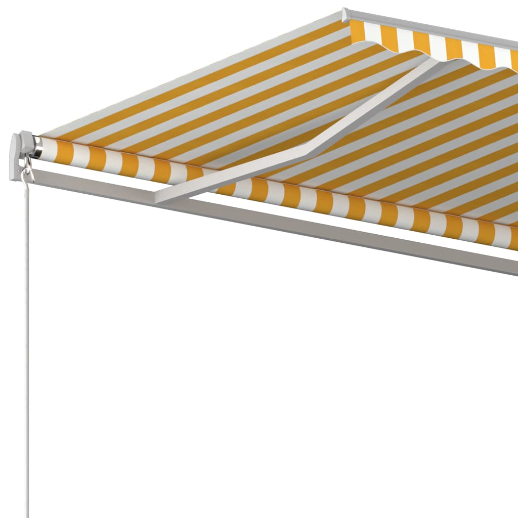 Vidaxl Luifel a automatiquement extensible avec des poteaux 3x2,5 m jaune et blanc