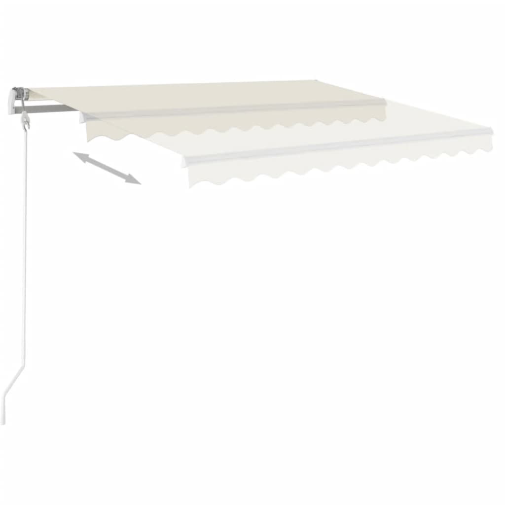 Vidaxl Luifel extensible manuellement avec LED 3,5x2,5 m crème -colored