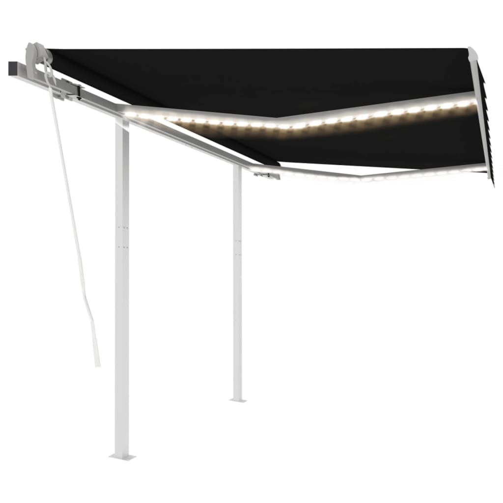 Vidaxl luifel automatique avec led et capteur de vent 3,5x2,5 m anthracite