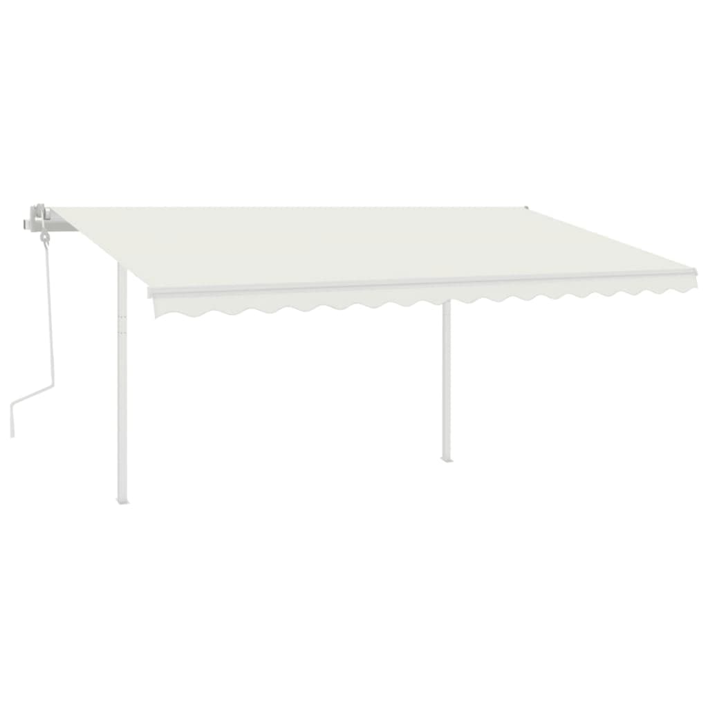 Vidaxl luifel extensible manuellement avec des poteaux 4x3 m crème -colored