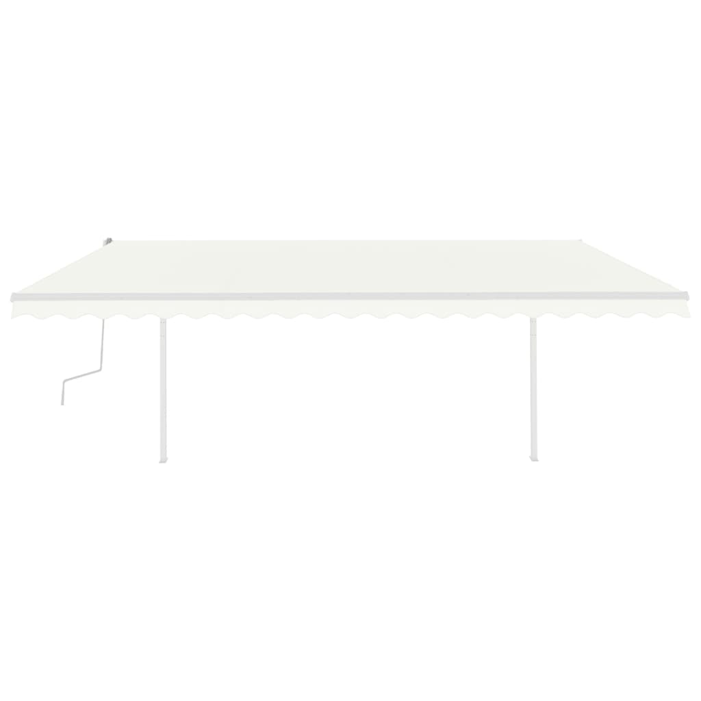 Vidaxl luifel extensible manuellement avec des poteaux 5x3 m crème -colored