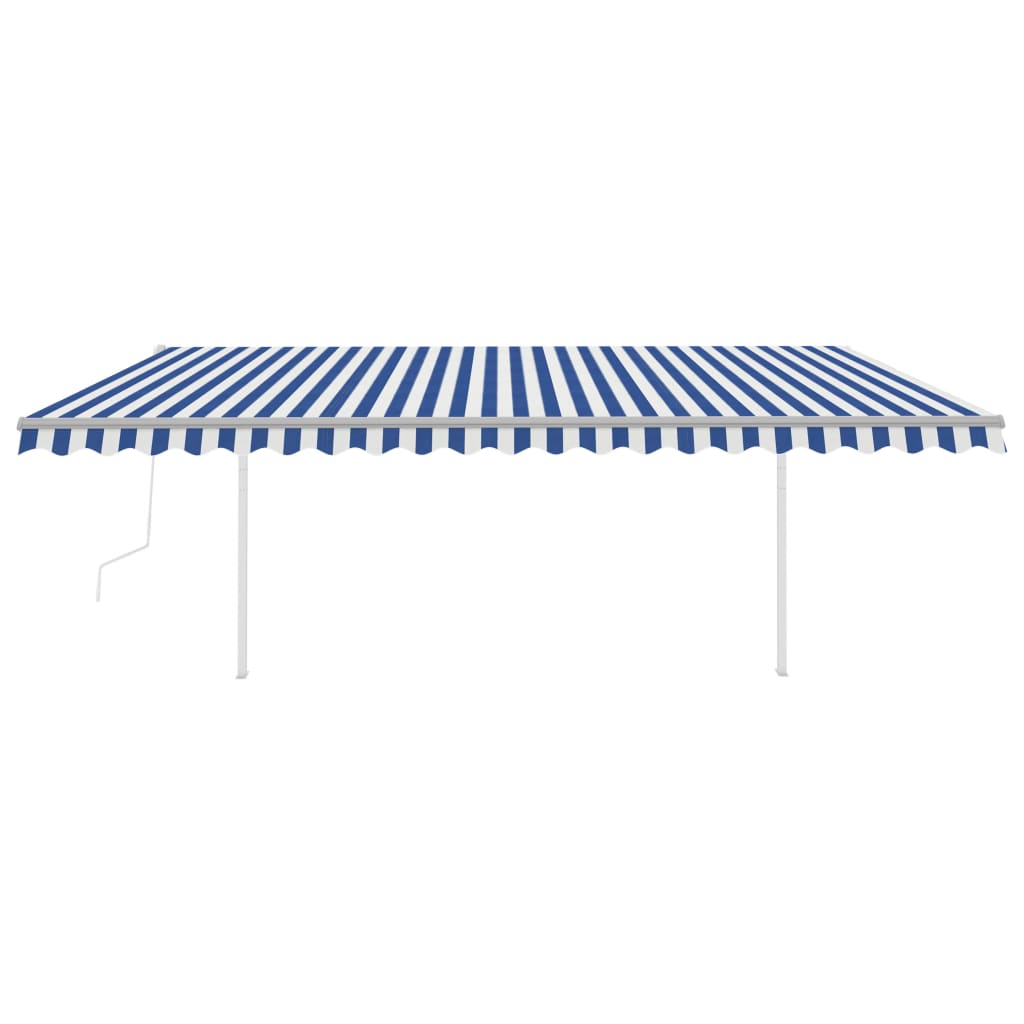 Vidaxl Luifel a automatiquement extensible avec des poteaux de 5x3 m bleu et blanc