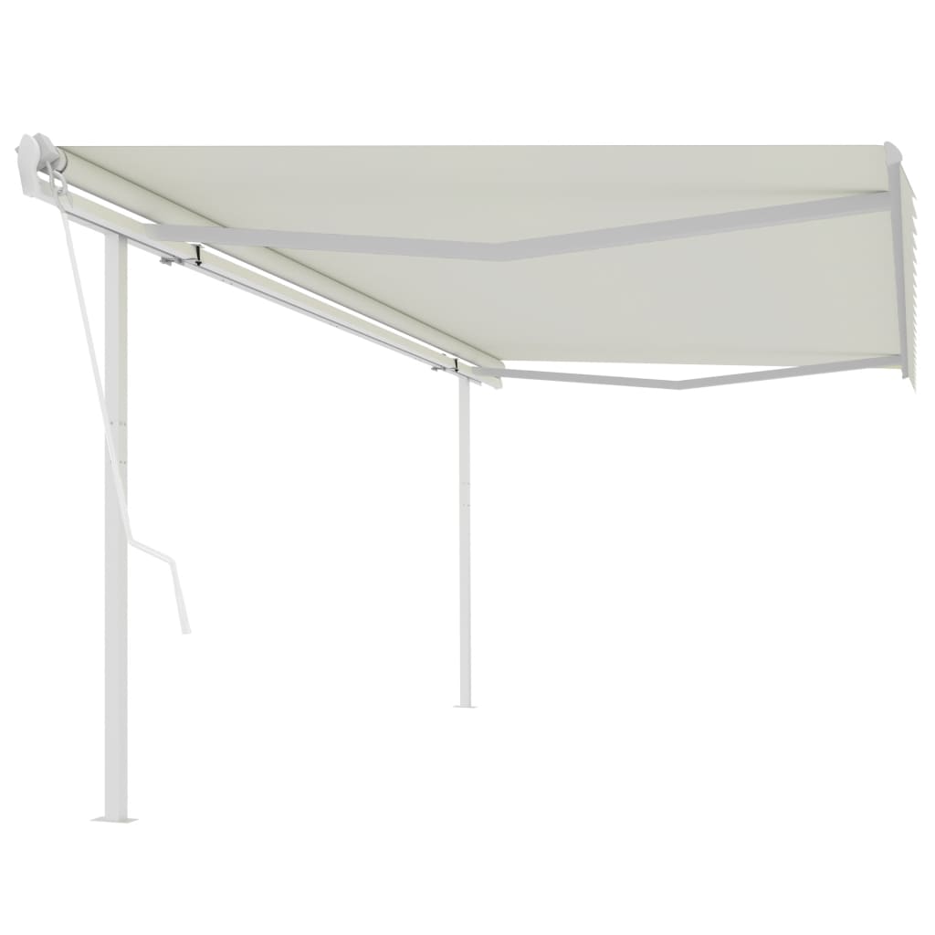 Vidaxl Luifel a automatiquement extensible avec des poteaux 5x3 M Cream -Colored
