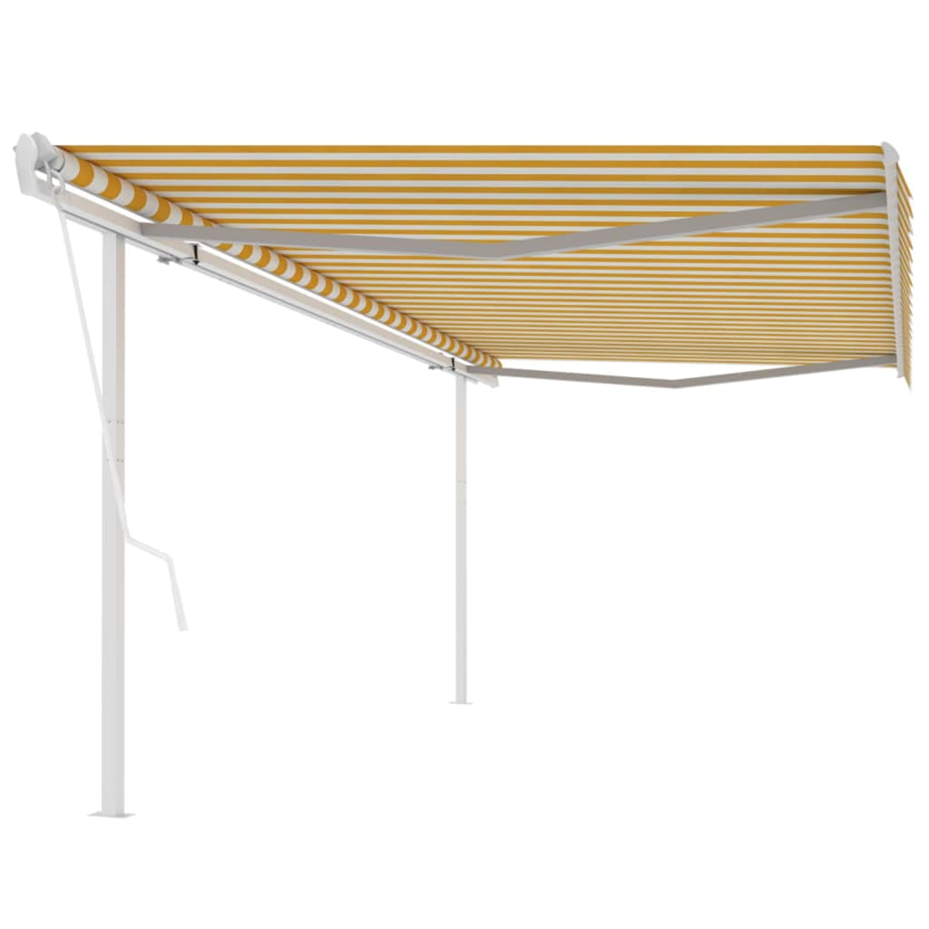 Vidaxl Luifel a automatiquement extensible avec des poteaux de 5x3 m jaune et blanc