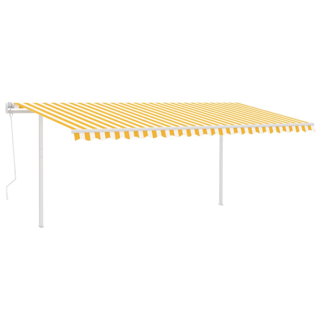Vidaxl Luifel a automatiquement extensible avec des poteaux de 5x3 m jaune et blanc